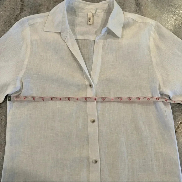 Elan Linen Button Down Collared Dress in White Size Small - Picture 5 of 9